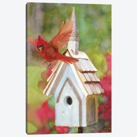 Cardinal Bird House Canvas Print #SLD85} by Stellar Design Studio Canvas Artwork