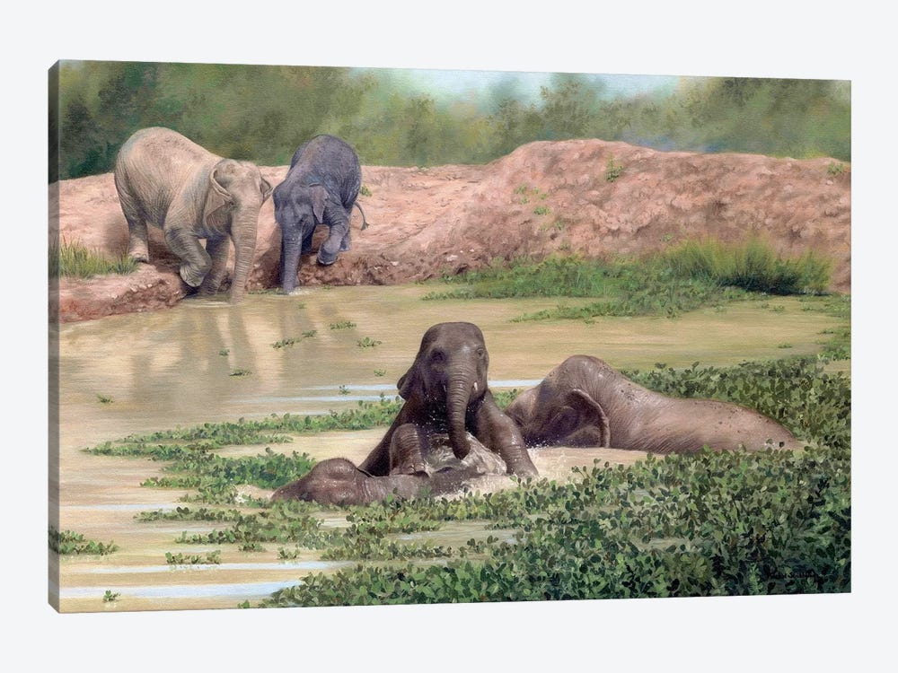 Asian Elephants by Rachel Stribbling 1-piece Canvas Art Print
