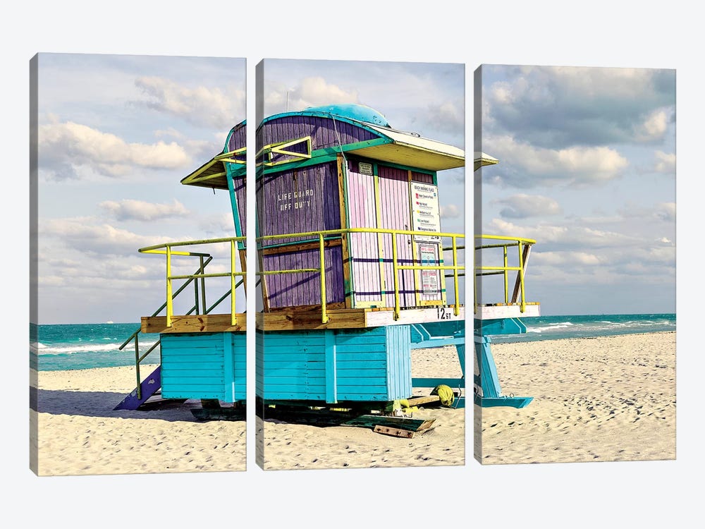 12th Street Lifeguard Stand by Shelley Lake 3-piece Canvas Art