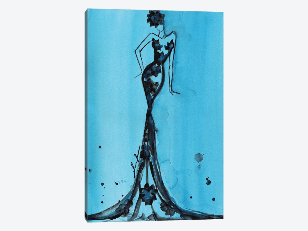 Art Deco Watercolor Turquoise by Sonia Stella 1-piece Canvas Print