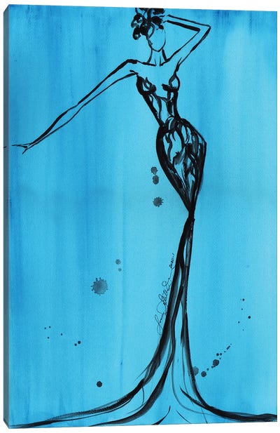 Art Deco Watercolor Turquoise II Canvas Art Print - Sonia Stella