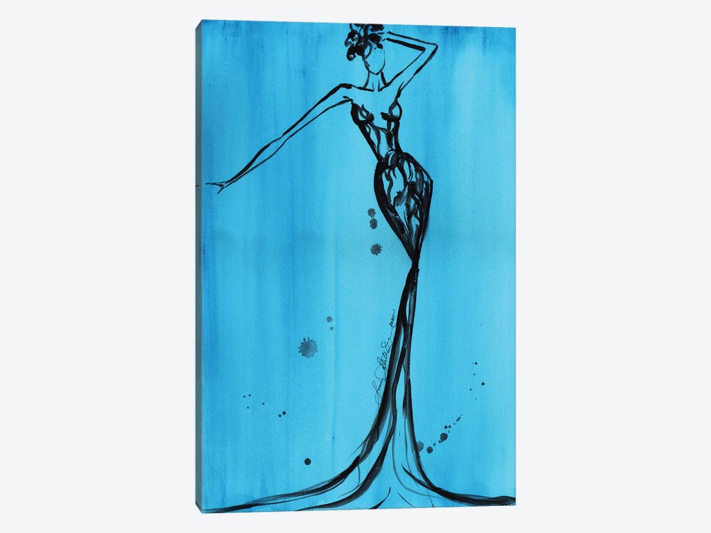 Art Deco Watercolor Turquoise II by Sonia Stella 1-piece Canvas Art