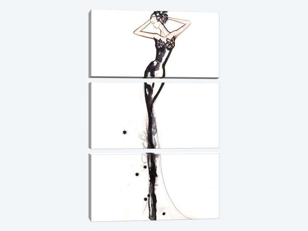 Black And White Figure Drawing by Sonia Stella 3-piece Canvas Art Print