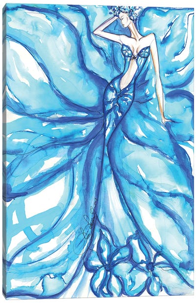 Blue Flower Girl Canvas Art Print - Sonia Stella