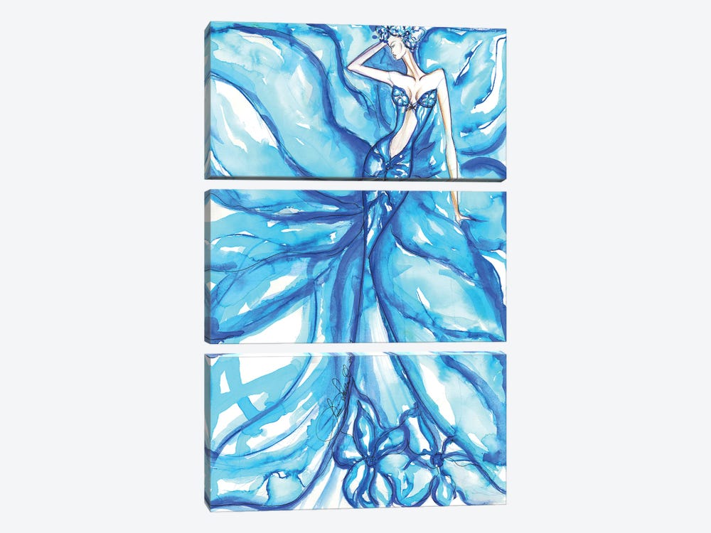 Blue Flower Girl by Sonia Stella 3-piece Art Print