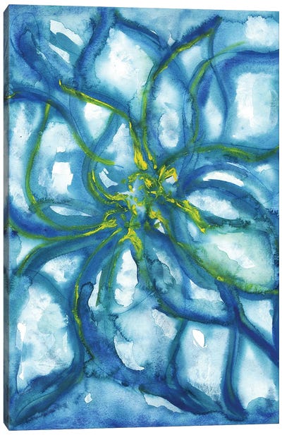 Blue Flowers Alone Canvas Art Print - Sonia Stella