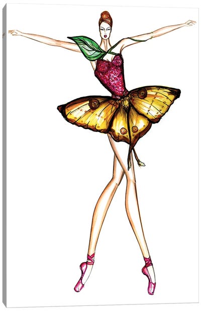 Butterfly Ballerina Canvas Art Print - Sonia Stella