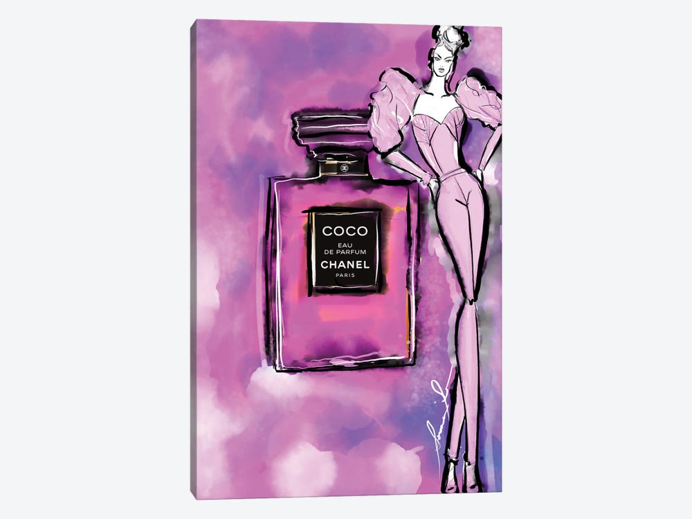 Sonia Stella Canvas Prints - Chanel Coco Pink ( Fashion > Hair & Beauty > Perfume Bottles art) - 26x18 in