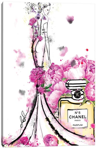 Chanel Nicole Canvas Art Print - Perfume Bottle Art