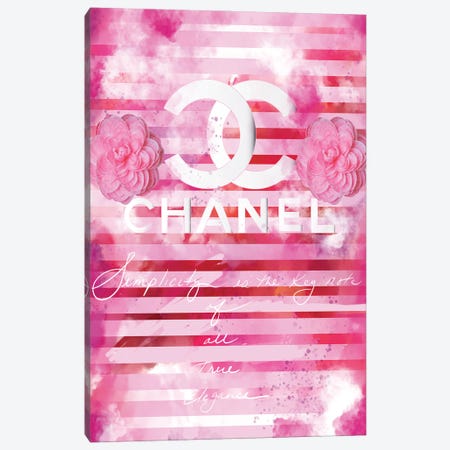 Chanel Quote Pink Canvas Print #SLL31} by Sonia Stella Canvas Wall Art
