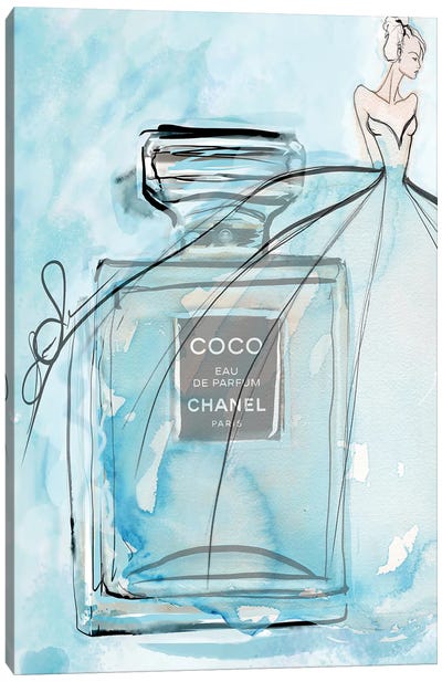 Coco Blue Hr Canvas Art Print - Perfume Bottle Art
