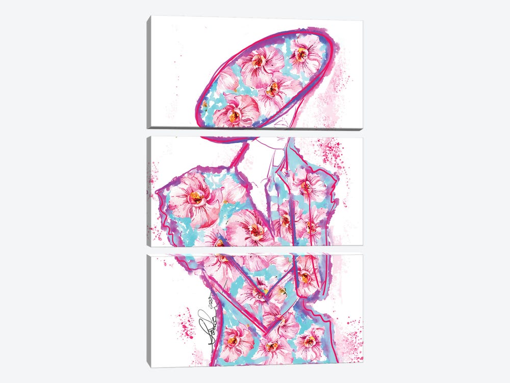 Abstract Orchid Fashion Art by Sonia Stella 3-piece Canvas Print