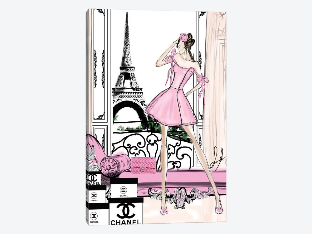 Paris View Pink by Sonia Stella 1-piece Canvas Print