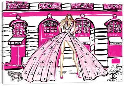 Pink Chanel Girl At Shop Canvas Art Print - Sonia Stella