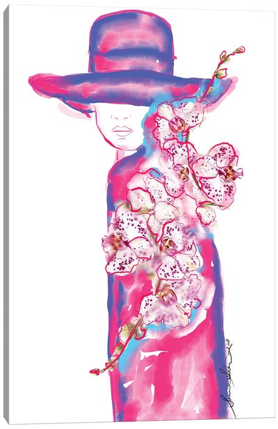 Abstract Orchid Floral Fashion Illustration Canvas Art Print - Orchid Art