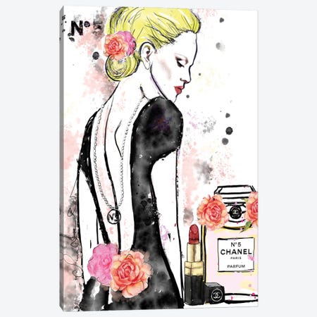 Chanel No 5 Nicole Kidman Canvas Print #SLL73} by Sonia Stella Canvas Wall Art