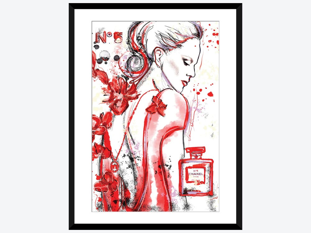 Chanel No 5 Nicole Kidman In Red Wat - Canvas Art Print
