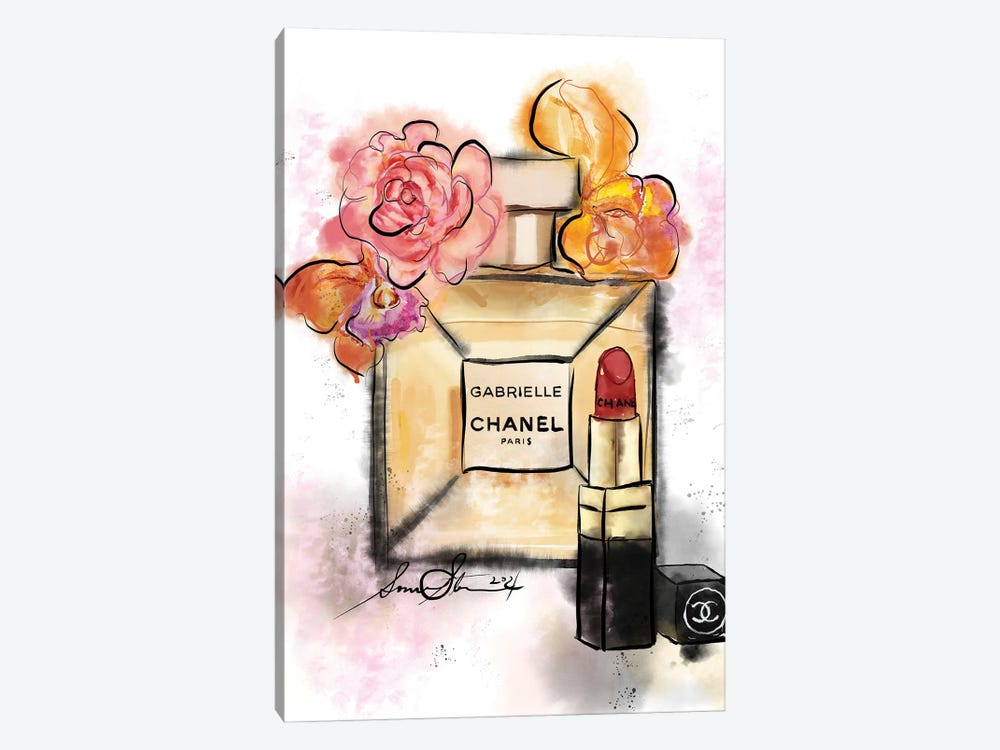 Gabrielle Chanel Perfume Watercolor Painting by Sonia Stella 1-piece Art Print