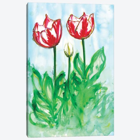Tulips In The Wind Watercolor By Soniastella Canvas Print #SLL81} by Sonia Stella Canvas Art Print