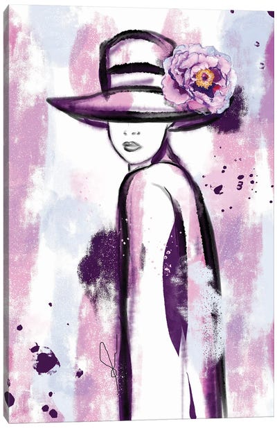 Girl In Purple Abstract Watercolor Painting Canvas Art Print - Sonia Stella