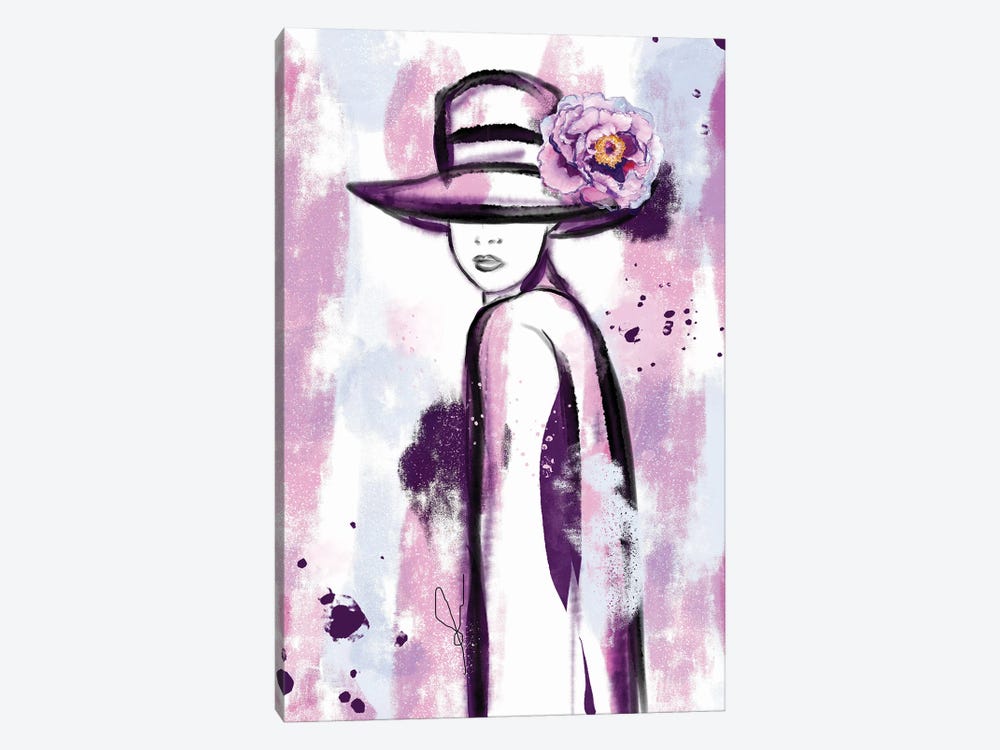 Girl In Purple Abstract Watercolor Painting by Sonia Stella 1-piece Canvas Print