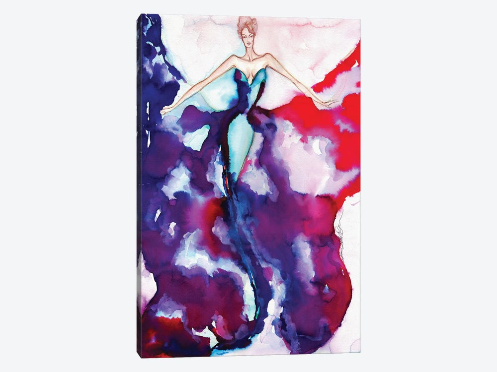 Freedom Watercolor Fashion Illustration by Sonia Stella 1-piece Canvas Art