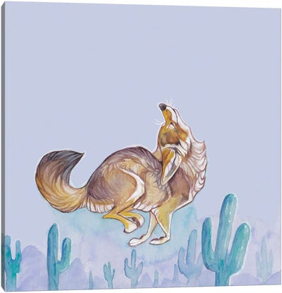 Leaping Canvas Art Print - Coyote Art