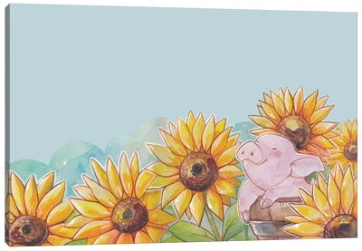 Sunflower Pig Canvas Art Print - Stephanie Lane
