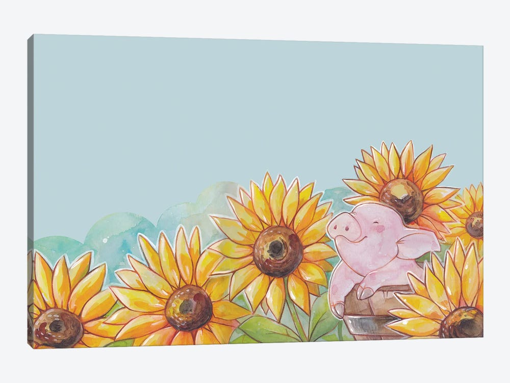 Sunflower Pig by Stephanie Lane 1-piece Art Print