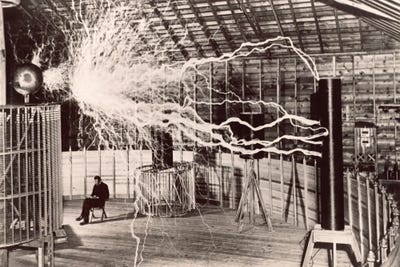 Canvas Print: Tesla Coil Experiment, 1899 by Science Photo Library - thumbnail