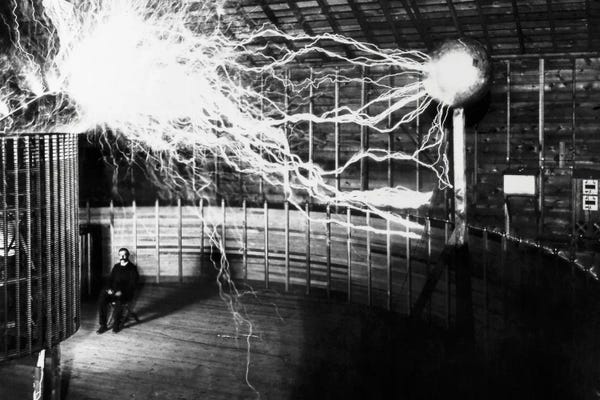 Science Photo Library: Tesla Coil Experiment, Circa 1899 by Science Photo Library