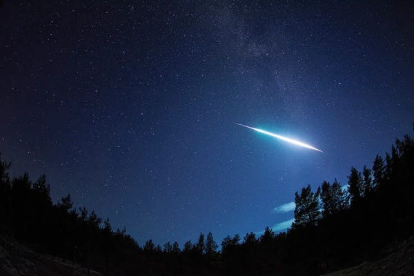Finland: Bright Meteor Over Forest In Finland by Science Photo Library