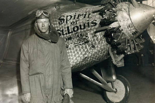 Lindbergh With His Airplane, 1928