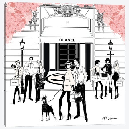 Chanel Store Front Pink Canvas Print #SLR11} by So Loretta Canvas Art