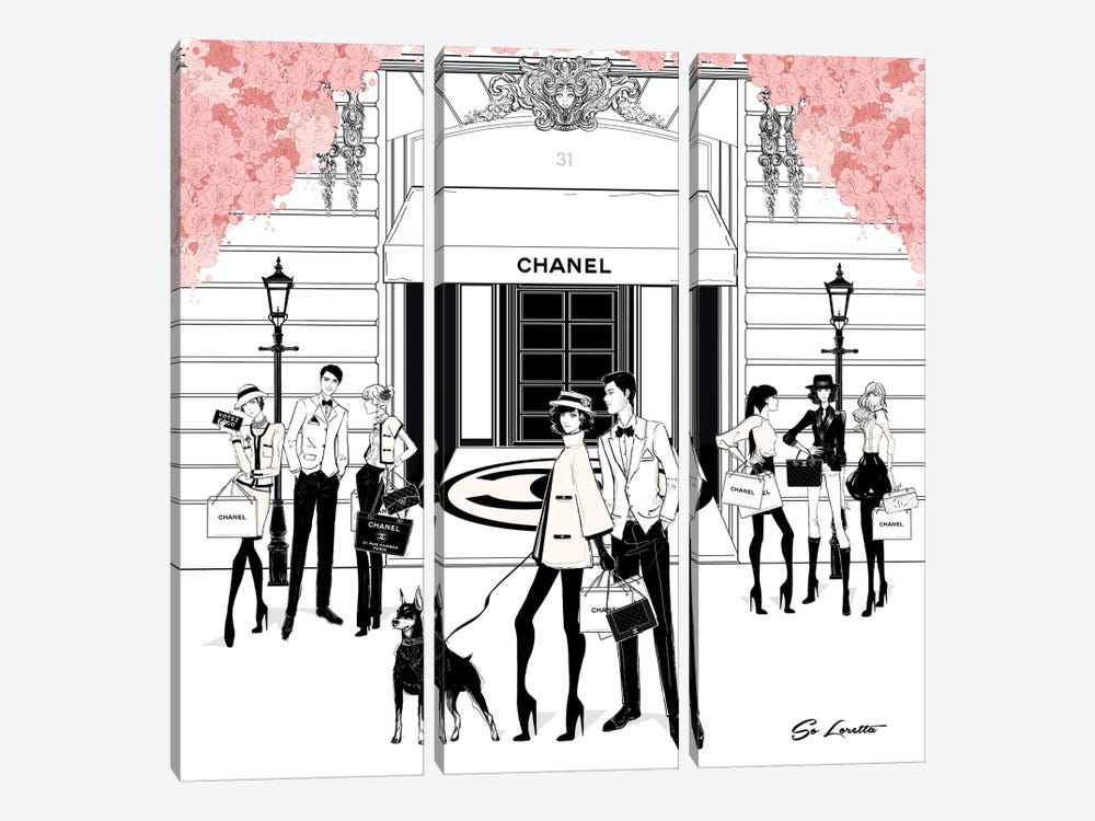 Chanel Store Front Pink by So Loretta 3-piece Art Print