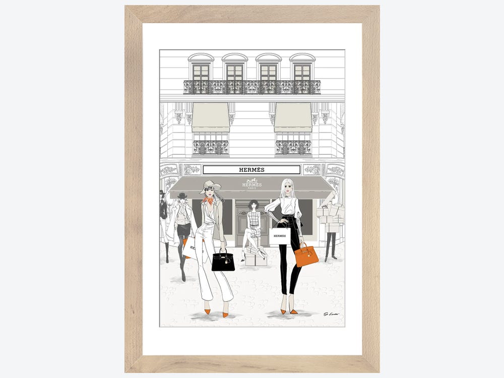 Framed Canvas Art (Champagne) - Hermes Quote by So Loretta ( Fashion > Fashion Brands > Hermès art) - 26x26 in