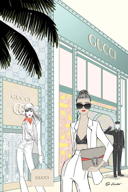  Gucci Store Fashion Poster, Fashion Photography Wall Art, Gucci  Black and White Print - 16 x 20: Posters & Prints