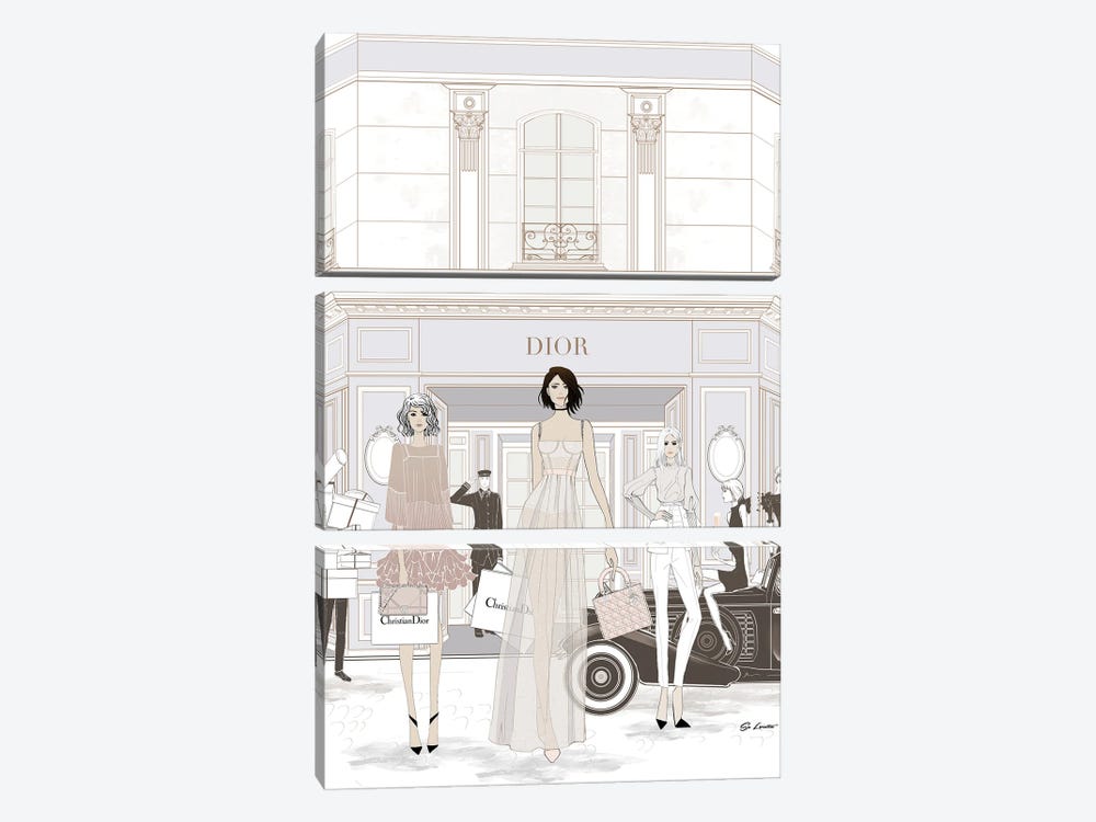 Dior Store Front by So Loretta 3-piece Canvas Art Print