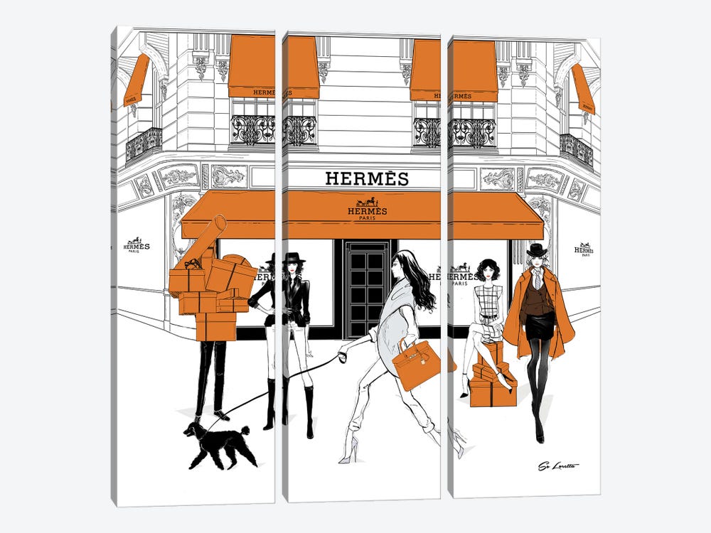Hermes Orange by So Loretta 3-piece Canvas Print