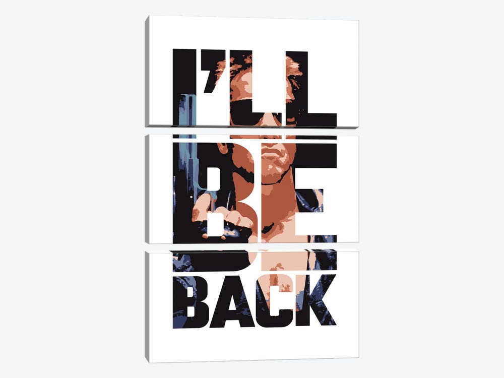 I'll Be Back, Quote, Arnie Terminator 2 by Simon Lavery 3-piece Canvas Wall Art