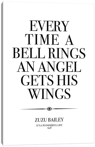 Its A Wonderful Life Quote Angel Wings Canvas Art Print - Golden Age of Hollywood Art