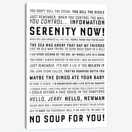 Quotes From The Classic Seinfeld Canvas Print #SLV76} by Simon Lavery Art Print