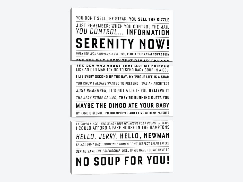 Quotes From The Classic Seinfeld by Simon Lavery 3-piece Art Print