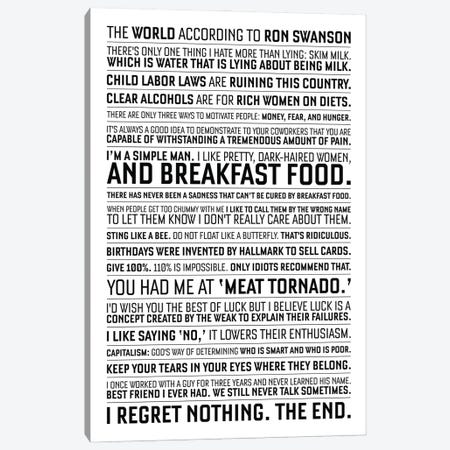 Ron Swanson Quotes From Parks And Recreation. Canvas Print #SLV84} by Simon Lavery Canvas Wall Art