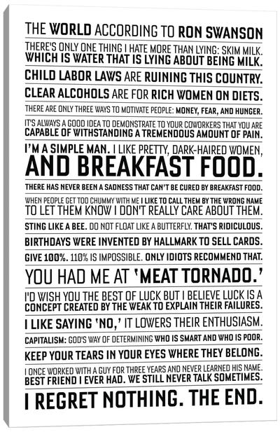 Ron Swanson Quotes From Parks And Recreation. Canvas Art Print - Simon Lavery