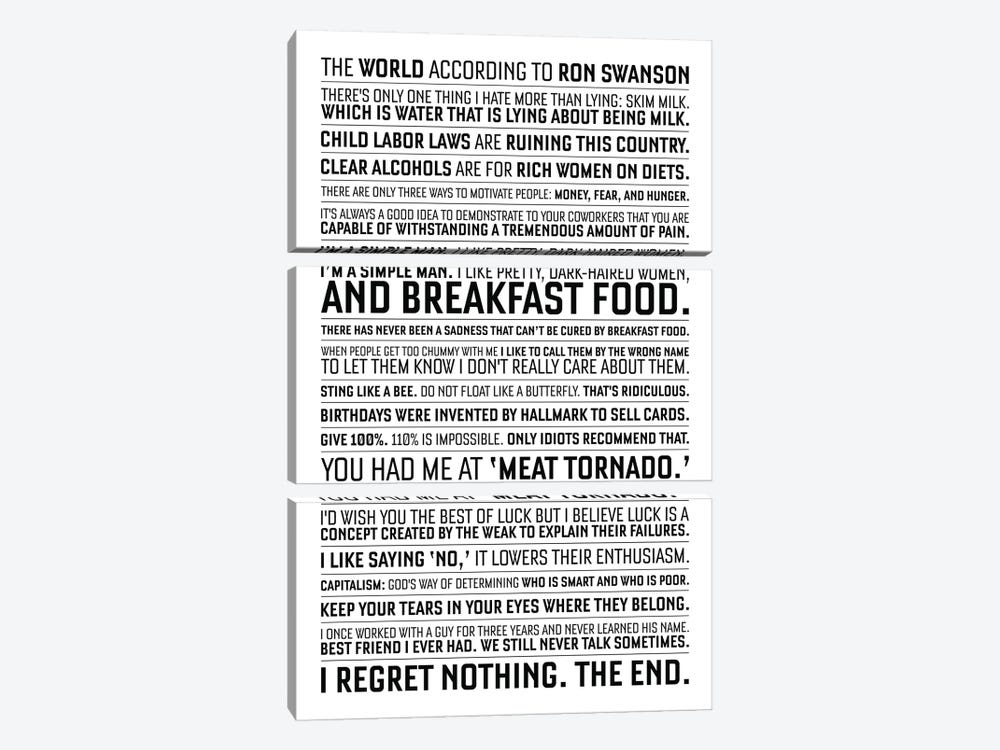Ron Swanson Quotes From Parks And Recreation. by Simon Lavery 3-piece Canvas Art