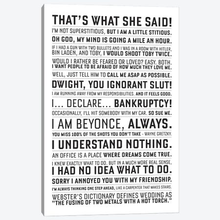 The Office Quote Canvas Print #SLV97} by Simon Lavery Canvas Art Print