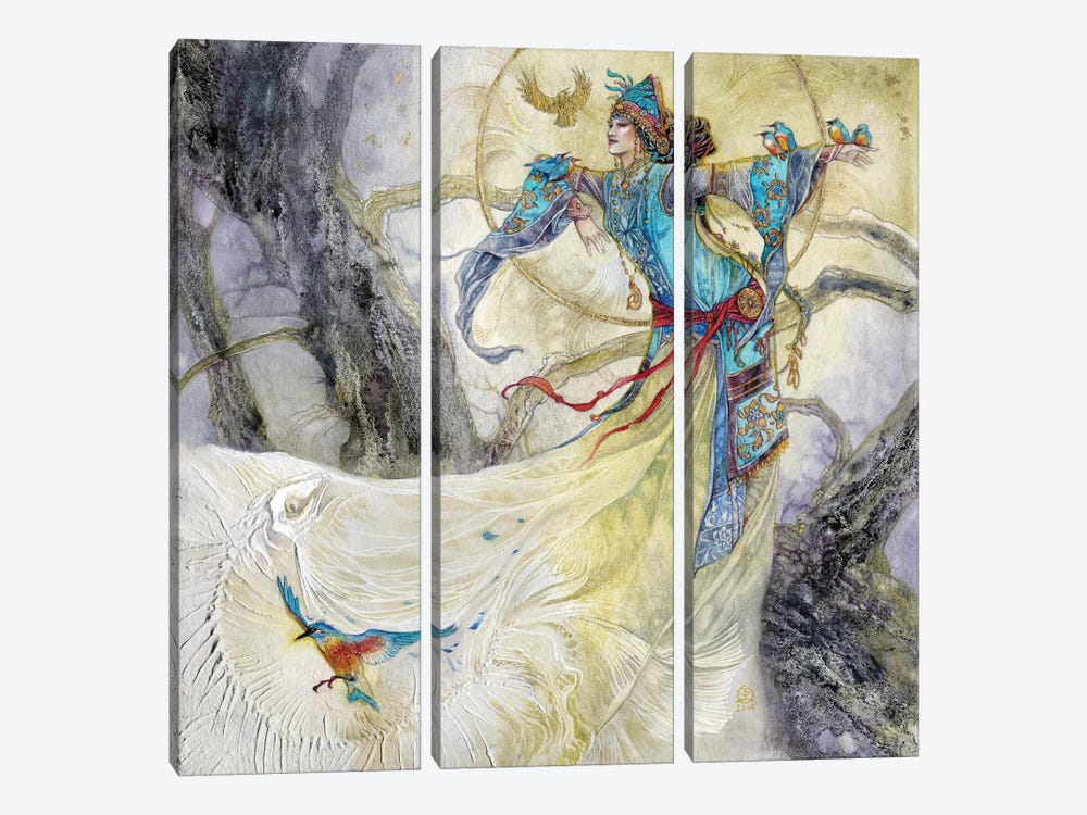 Of Kingsfishers And Bones by Stephanie Law 3-piece Canvas Wall Art