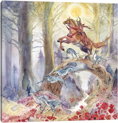 Red Knight Canvas Art Print - Horseback Art