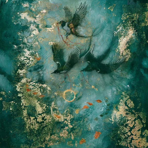 Gold Abstract Art: Three Fates by Stephanie Law